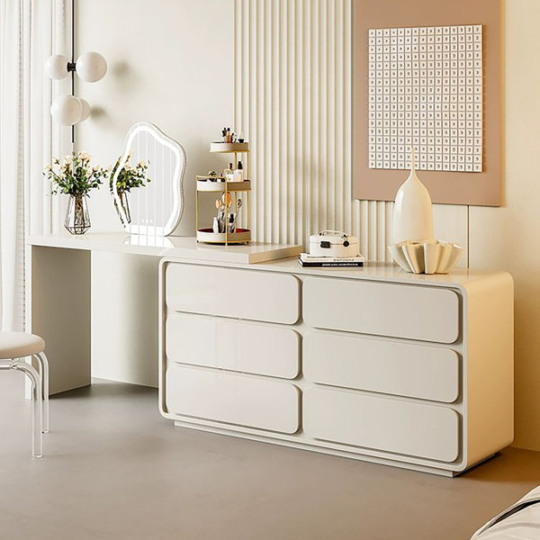 Ivy Bronx Harveylee Modern Home Office Expandable Dresser Desk Combo With Storage With 6 Drawers